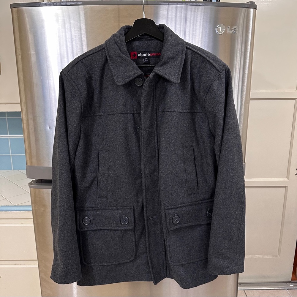 Alpine Swiss Wool Coat Charcoal